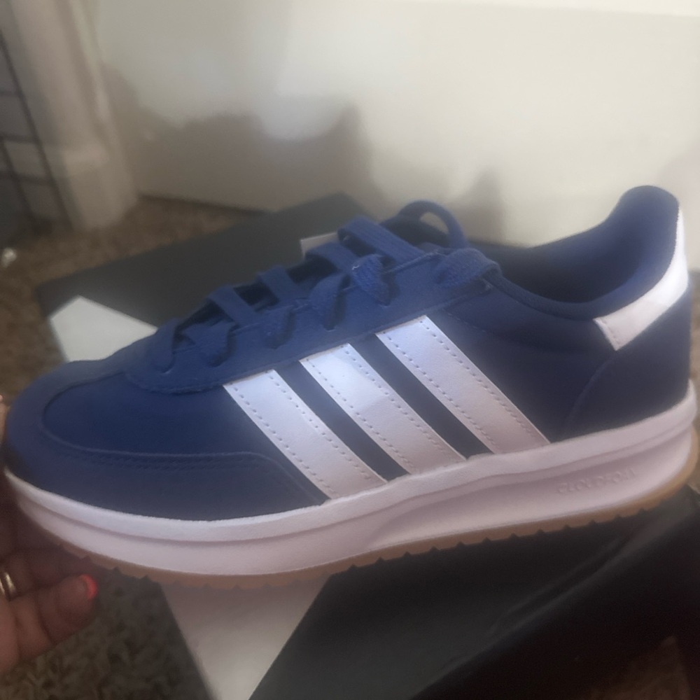 adidas Navy Blue & White Three-Stripe Casual Sneaker